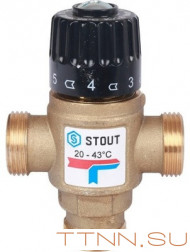 Смесительный клапан STOUT 3/4 НР 20-43°С KV 1,6 м3/ч Смесительный клапан STOUT 3/4 НР 20-43°С KV 1,6 м3/ч