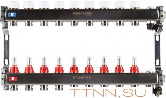 Для отопления Rommer 1"/3/4"x9 с расходомерами (RMS-1201-000009) Для отопления Rommer 1"/3/4"x9 с расходомерами (RMS-1201-000009)