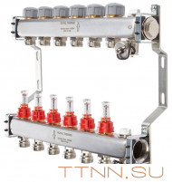 Для отопления Royal Thermo 1" ВР-3/4" НР, 12 выходов с расходомерами, нерж. (RTE 52.112)