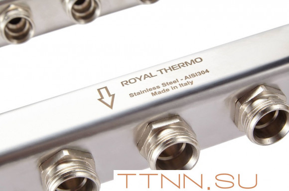 Для отопления Royal Thermo 1" ВР-3/4" НР, 4 выхода, нерж. (RTE 51.104)