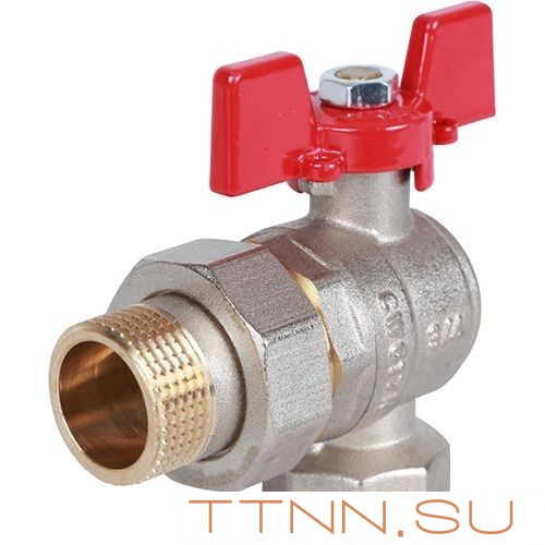 Шаровой кран угловой с американкой 3/4" ВН/НР, ручка бабочка ROMMER RBV-0006-0610220