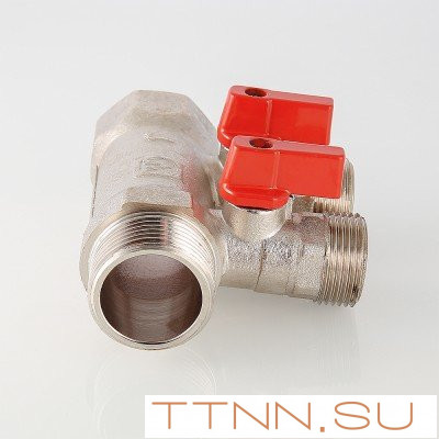 Коллектор с отсекающими кранами Valtec 1"х2 выхода Евроконус 3/4 VTc.580.NE.0602