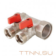 Коллектор с отсекающими кранами Valtec 1"х3 выхода Евроконус 3/4 VTc.580.NE.0603 Коллектор с отсекающими кранами Valtec 1"х3 выхода Евроконус 3/4 VTc.580.NE.0603