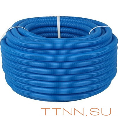 Защита труб диаметром 14-18 мм STOUT Труба гофрированная ПНД 20 мм (бухта 50м) синяя Защита труб диаметром 14-18 мм STOUT Труба гофрированная ПНД 20 мм (бухта 50м) синяя