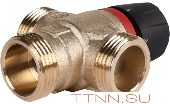 Смесительный клапан Rommer 3/4" НР 30-65°С KV 1,8 (RVM-1121-186520) центральное смешивание