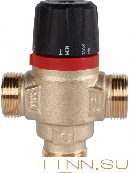 Смесительный клапан Rommer 3/4" НР 35-60°С KV 1,6 (RVM-0122-166020) боковое смешивание