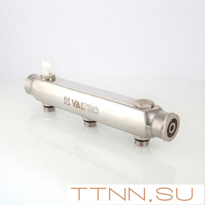 Коллектор из нержавеющей стали Valtec 100 мм, 1"х 6 выхода 1/2" VTc.510.SS.060406