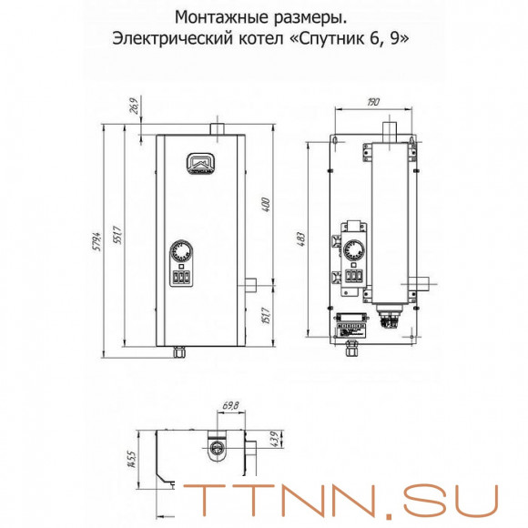 Электрический котел Теплодар СПУТНИК электро 9 белый