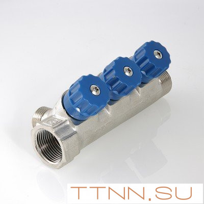 Коллектор с регулировочными вентилями и наружной резьбой Valtec 3/4*3*1/2 VT.560.N Коллектор с регулировочными вентилями и наружной резьбой Valtec 3/4*3*1/2 VT.560.N