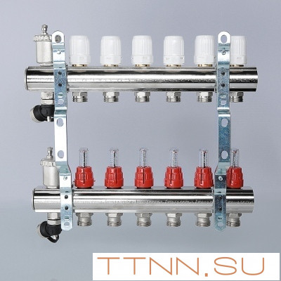 Для отопления VALTEC 1"х4 вых. Евроконус 3/4" с расходомерами в сборе Для отопления VALTEC 1"х4 вых. Евроконус 3/4" с расходомерами в сборе