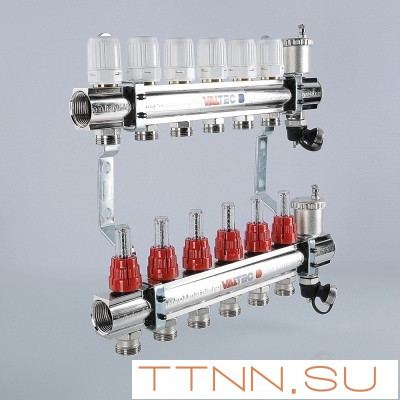 Для отопления VALTEC 1"х4 вых. Евроконус 3/4" с расходомерами в сборе Для отопления VALTEC 1"х4 вых. Евроконус 3/4" с расходомерами в сборе