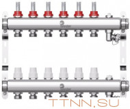 Коллектор для теплого пола Wester 1"-3/4 в сборе с расходомерами на 6 выходов Коллектор для теплого пола Wester 1"-3/4 в сборе с расходомерами на 6 выходов
