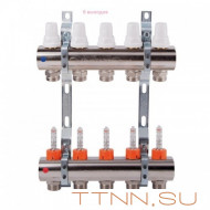 Коллекторная группа с расходомерами General fitings 1"х3/4" на 8 выходов Коллекторная группа с расходомерами General fitings 1"х3/4" на 8 выходов