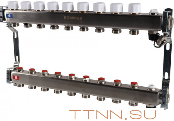 Для отопления Rommer 1"/3/4"x9 с запорными клапанами (RMS-3201-000009)